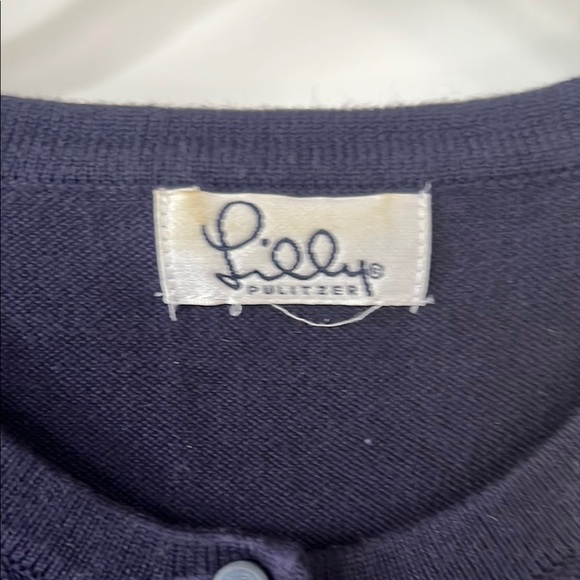 Lilly Pulitzer Blue Knit Cardigan with Ribbed Trim - Picture 2 of 7